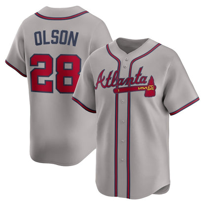 Atlanta Braves #28 Matt Olson Gray MIKSHPS Road Limited Player Jersey
