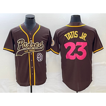 San Diego Padres #23 Fernando Tatis Jr Brown MIKSHPS NEW 2023 City Connect Cool Base Stitched Jersey