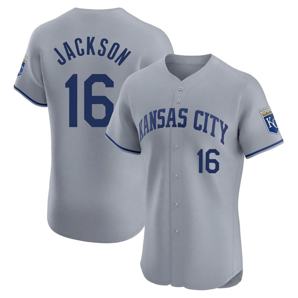Kansas City Royals #16 Bo Jackson Player Gray MIKSHPS Limited Elite Home Stitched Jerseys