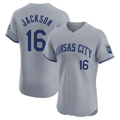 Kansas City Royals #16 Bo Jackson Player Gray MIKSHPS Limited Elite Home Stitched Jerseys