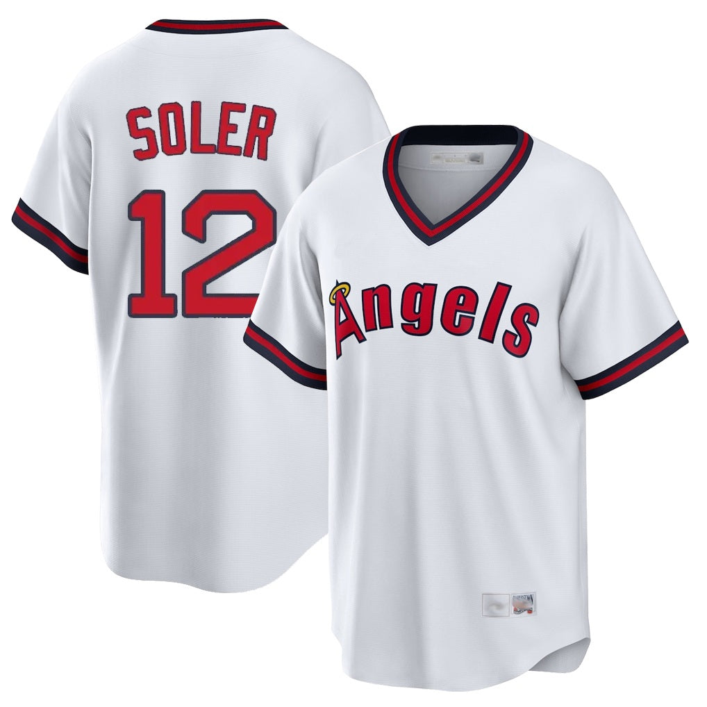 Los Angeles Angels #12 Jorge Soler Player White MIKSHPS T-shirt Home Game Stitched Jerseys