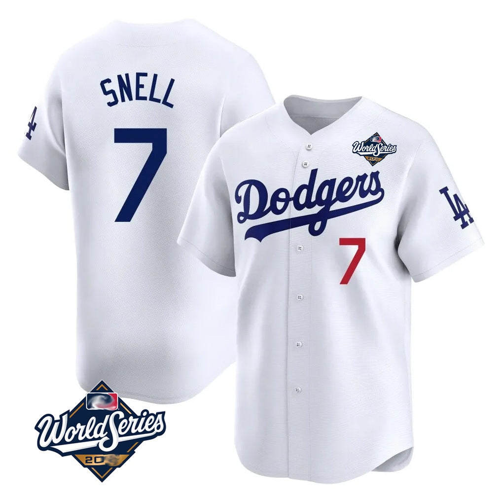 Los Angeles Dodgers #7 Blake Snell Player White MIKSHPS Game Limited World Series Home Stitched Jerseys
