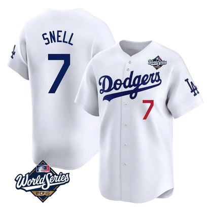 Los Angeles Dodgers #7 Blake Snell Player White MIKSHPS Game Limited World Series Home Stitched Jerseys