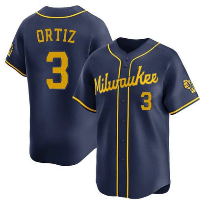 Milwaukee Brewers #3 Joey Ortiz Player Navy MIKSHPS Home Limited Stitched Jerseys