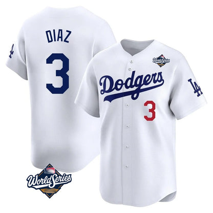 Los Angeles Dodgers #3 Edwin D¨ªaz Player White MIKSHPS World Series Limited Home Stitched Jerseys