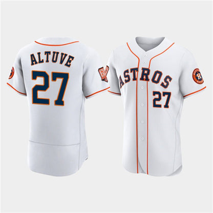 Houston Astros #27 Jose Altuve White MIKSHPS 60th Anniversary Flex Base Stitched Jersey