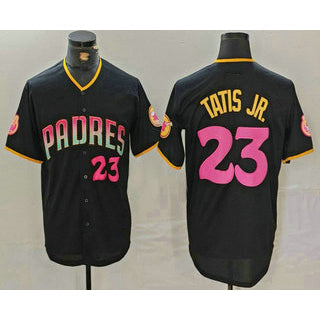 San Diego Padres #23 Fernando Tatis Jr Number Black MIKSHPS 20th Anniversary Cool Base Stitched Jersey