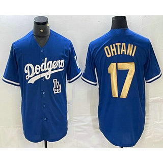 Los Angeles Dodgers #17 Shohei Ohtani Blue Gold MIKSHPS Stitched Cool Base Jerseys