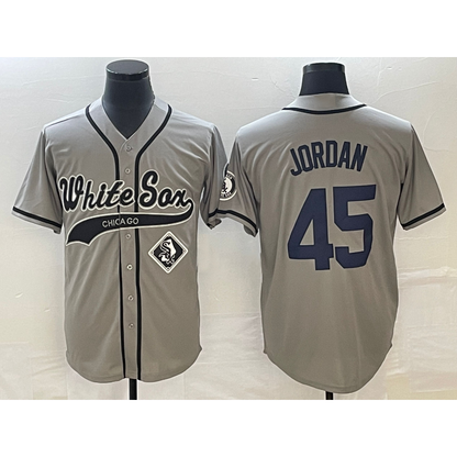 Chicago White Sox #45 Michael Jordan Grey MIKSHPS Cool Base Stitched Jersey 2