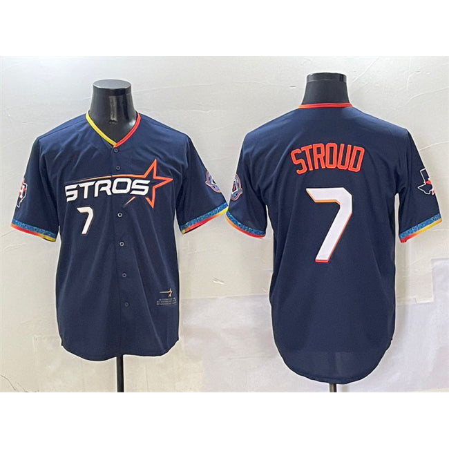 Houston Astros #7 C.J. Stroud Navy MIKSHPS 2025 City Connect With Texas Patch Limited Stitched Jersey