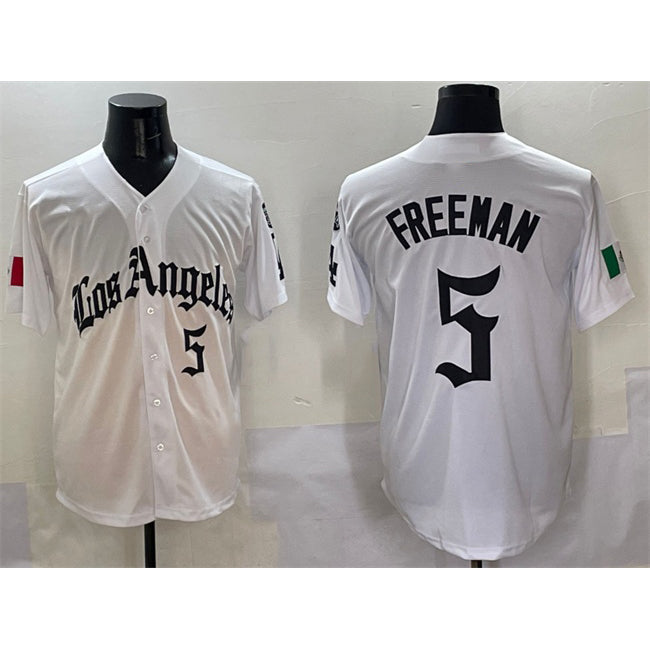 Los Angeles Dodgers #5 Freddie Freeman White MIKSHPS Mexico 2025 LA Gothic Style With Fernando Patch Vapor Premier Limited Stitched Jersey