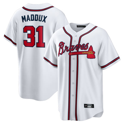Atlanta Braves #31 Greg Maddux Player White MIKSHPS Home Game Stitched Jerseys
