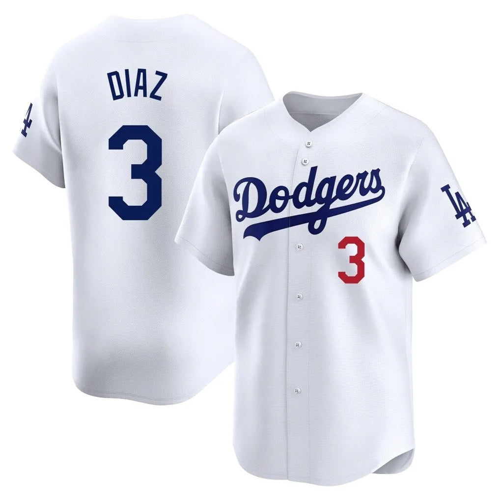 Los Angeles Dodgers #3 Edwin D¨ªaz Player White MIKSHPS Limited Home Stitched Jerseys