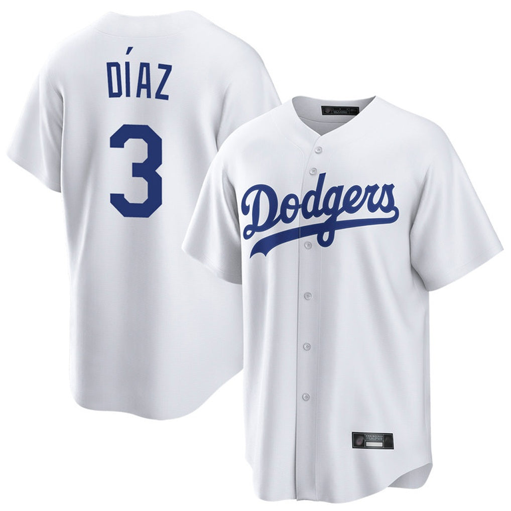 Los Angeles Dodgers #3 Edwin D¨ªaz Player White MIKSHPS Game Home Stitched Jerseys
