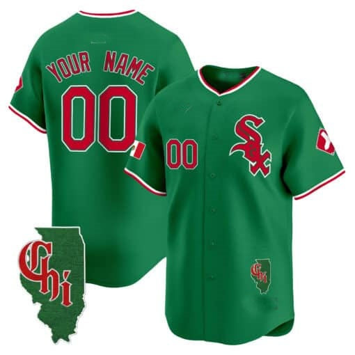 Custom Chicago White Sox Mexico Vapor Premier Limited Jersey ¨C Illinois Patch ¨C Green MIKSHPS