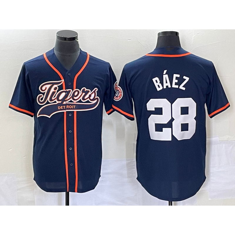 Detroit Tigers #28 Javier B¨¢ez Navy MIKSHPS Cool Base Stitched Jersey