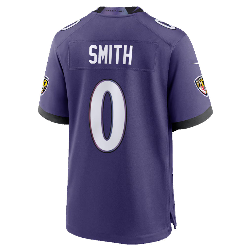 B.Ravens #0 Roquan Smith Purple MIKSHPS Team Game Jersey 2