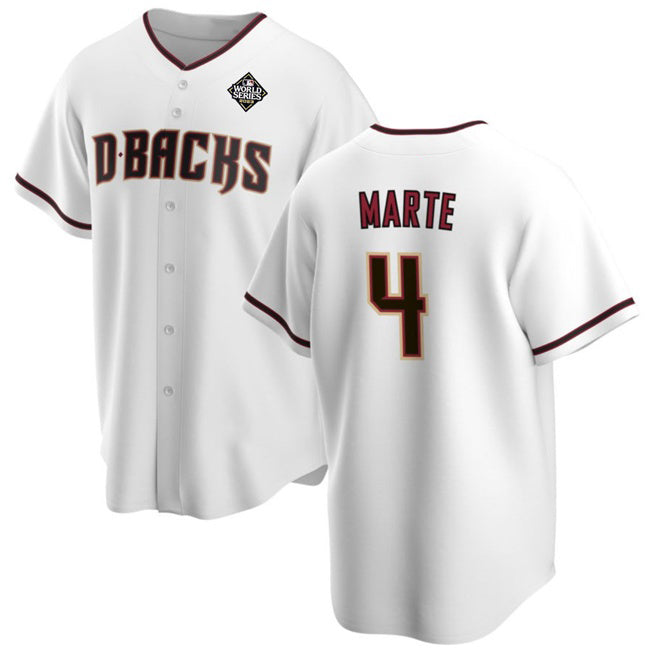 Arizona Diamondbacks #4 Ketel Marte White MIKSHPS 2023 World Series Cool Base Stitched Jersey