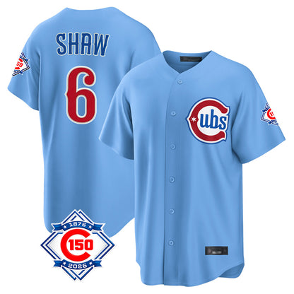 Chicago Cubs #6 Matt Shaw Player Light Blue MIKSHPS 150th Anniversary Home Game Stitched Jerseys