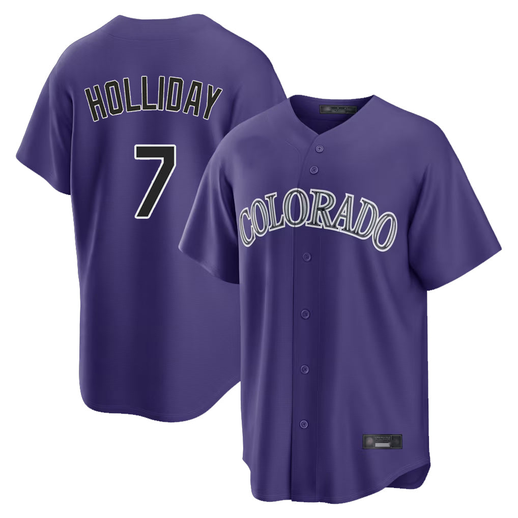 Colorado Rockies #7 Matt Holliday Player Purple MIKSHPS Game Home Stitched Jerseys