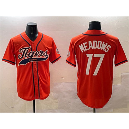 Detroit Tigers #17 Parker Meadows Orange MIKSHPS With Patch Cool Base Stitched Jersey 2