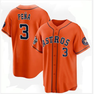 Houston Astros #3 Jeremy Pe?a Orange MIKSHPS 2022 World Series Home Stitched Jersey