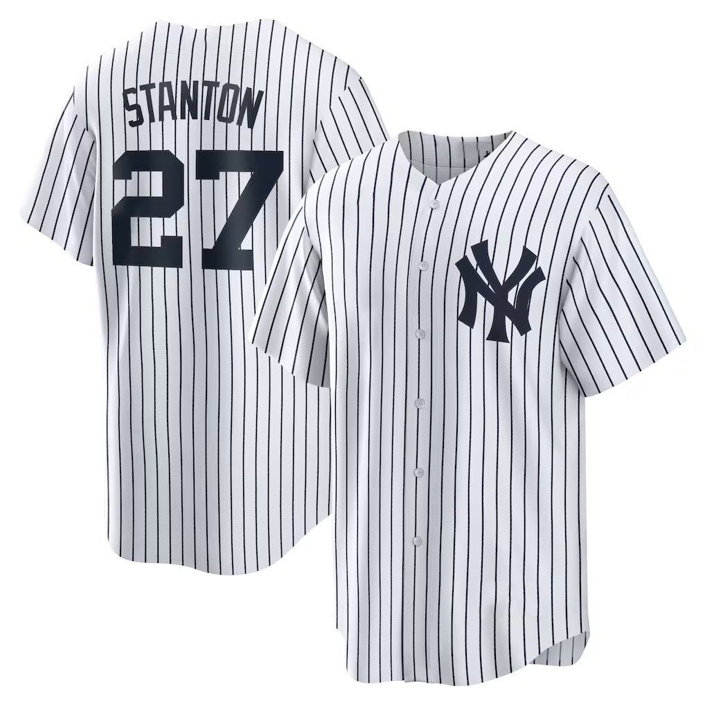 New York Yankees #27 Giancarlo Stanton White MIKSHPS Home Replica Player Name Jersey