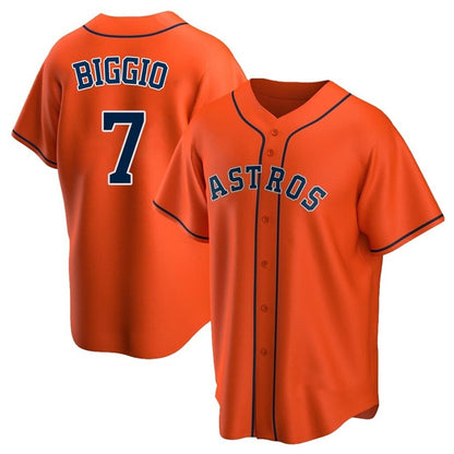 Houston Astros #7 Craig Biggio Player Orange MIKSHPS Home Game Stitched Jerseys