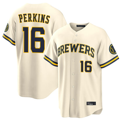 Milwaukee Brewers #16 Blake Perkins Player Cream MIKSHPS Home Limited Stitched Jerseys