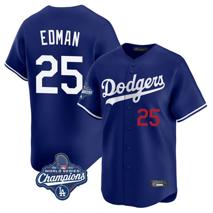 Los Angeles Dodgers #25 Tommy Edman Player Royal MIKSHPS World Series Meet Limited Home Stitched Jerseys