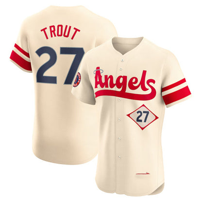 Los Angeles Angels #27 Mike Trout Cream MIKSHPS City Connect Elite Player Jersey