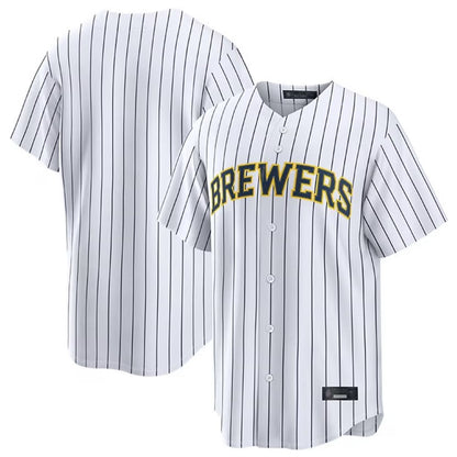 Milwaukee Brewers Blank Player White MIKSHPS Stripes Home Limited Stitched Jerseys