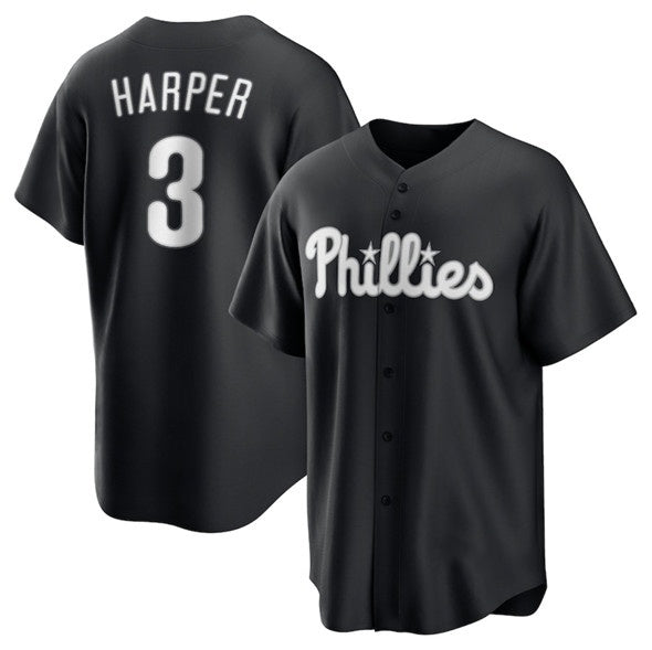 Philadelphia Phillies #3 Bryce Harper Black MIKSHPS Lights Out Limited Stitched Jersey