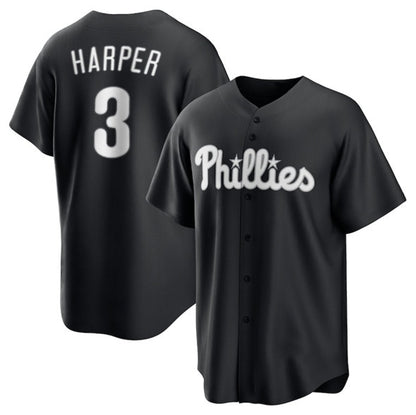 Philadelphia Phillies #3 Bryce Harper Black MIKSHPS Lights Out Limited Stitched Jersey