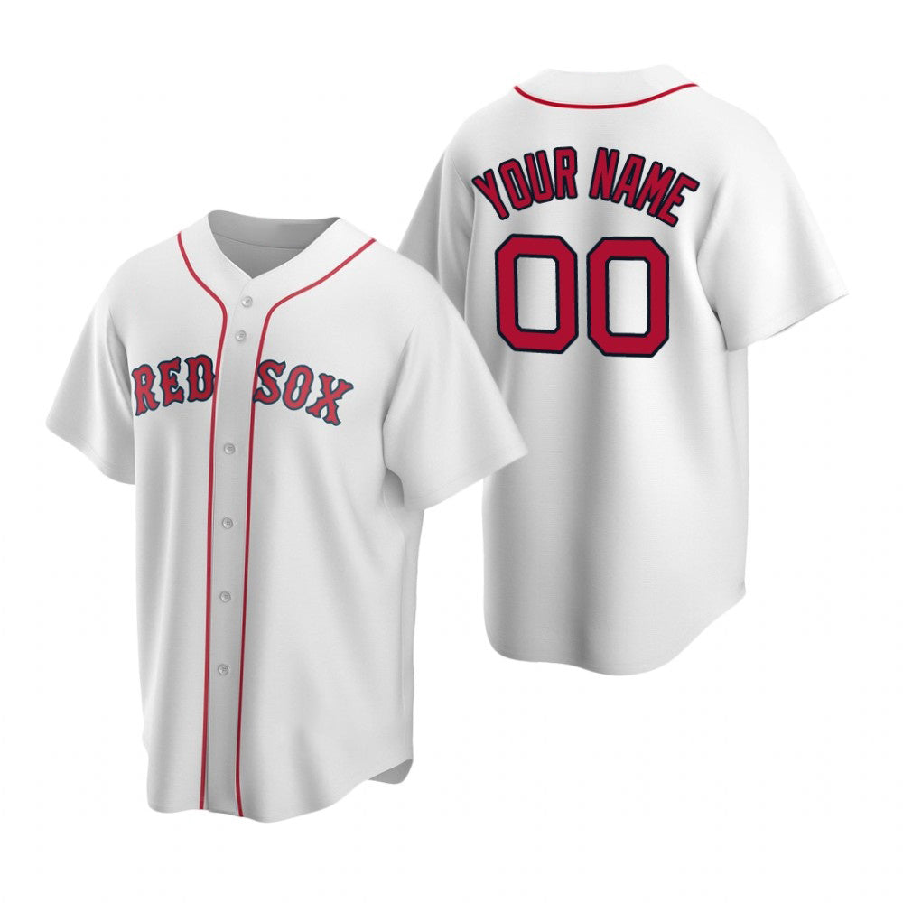Custom Boston Red Sox White MIKSHPS Stitched Cool Base Home Jersey