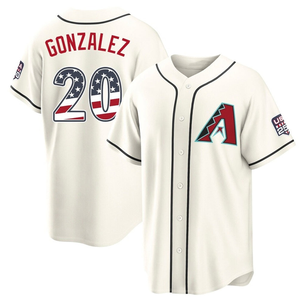 Arizona Diamondbacks #20 Luis Gonzalez Player Cream MIKSHPS USA 250 Fourth of July Home Game Stitched Jerseys