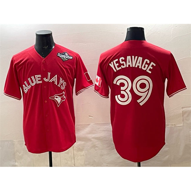 Toronto Blue Jays #39 Trey Yesavage Red MIKSHPS 2025 World Series Cool Base Stitched Jersey