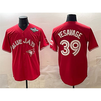 Toronto Blue Jays #39 Trey Yesavage Red MIKSHPS 2025 World Series Cool Base Stitched Jersey