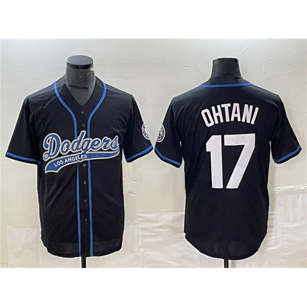 Los Angeles Dodgers #17 Shohei Ohtani Black MIKSHPS Cool Base With Patch Stitched Jersey 2