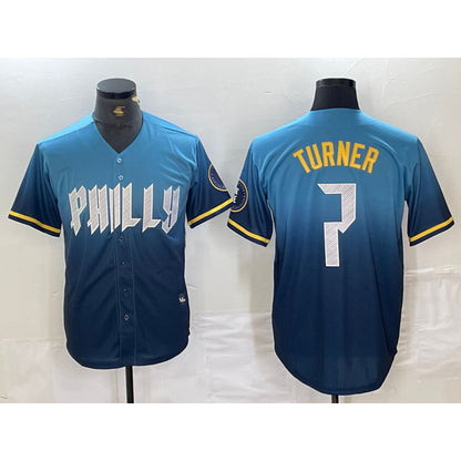 Philadelphia Phillies #7 Trea Turner Blue MIKSHPS 2024 City Connect Limited Stitched Jersey