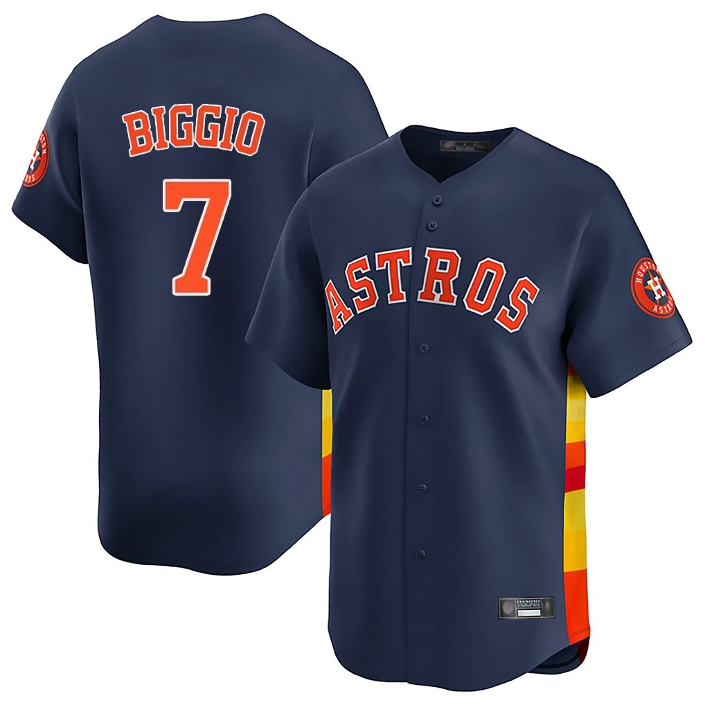 Houston Astros #7 Craig Biggio Player Navy MIKSHPS Home Limited Stitched Jerseys