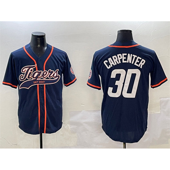 Detroit Tigers #30 Kerry Carpenter Navy MIKSHPS With Patch Cool Base Stitched Jersey