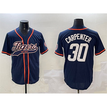 Detroit Tigers #30 Kerry Carpenter Navy MIKSHPS With Patch Cool Base Stitched Jersey