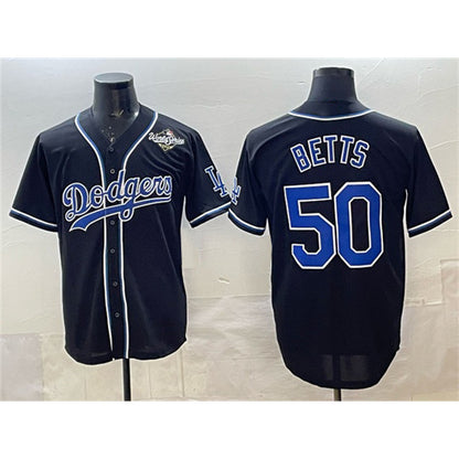 Los Angeles Dodgers #50 Mookie Betts Black MIKSHPS Fashion 2025 World Series Cool Base Stitched Jersey