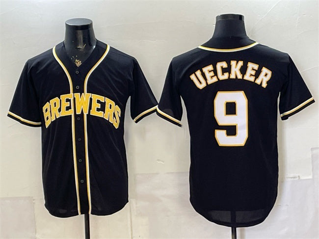 Milwaukee Brewers #9 Bob Uecker 2026 Fashion Replica Black MIKSHPS Out Stitched Jersey