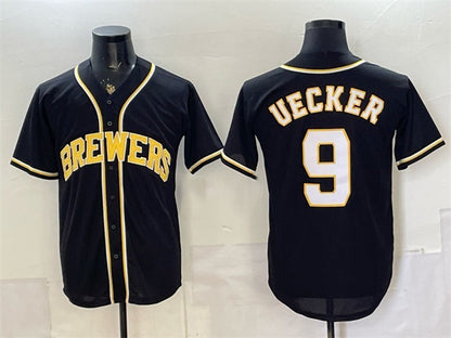 Milwaukee Brewers #9 Bob Uecker 2026 Fashion Replica Black MIKSHPS Out Stitched Jersey