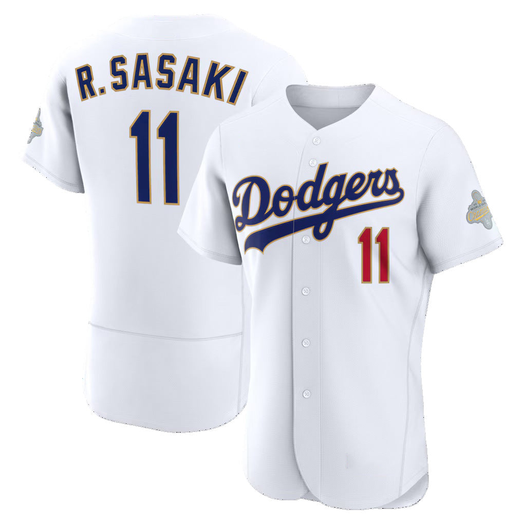 Los Angeles Dodgers #11 Roki Sasaki White MIKSHPS 2026 Gold Collection Authentic Jersey