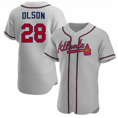 Atlanta Braves #28 Matt Olson Gray MIKSHPS Flex Base Stitched Jersey