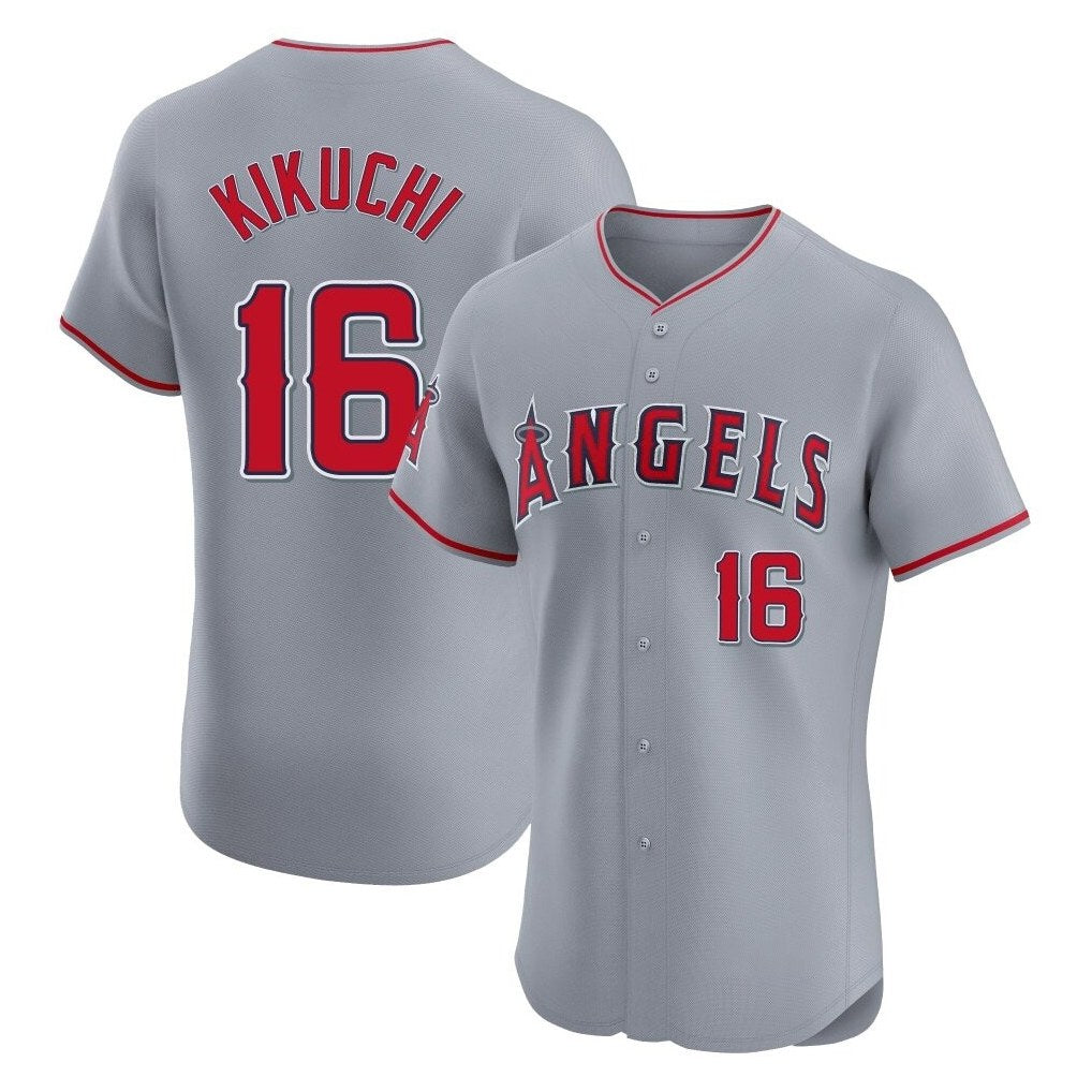Los Angeles Angels #16 Yusei Kikuchi Player Gray MIKSHPS Home Limited Elite Stitched Jerseys