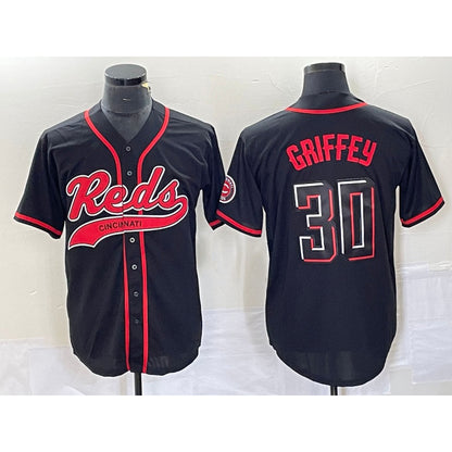 Cincinnati Reds #30 Ken Griffey Jr Black MIKSHPS 2023 City Connect Cool Base Stitched Jersey